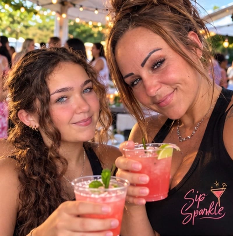 Christina and Amina, the Sip & Sparkle mother-daughter team